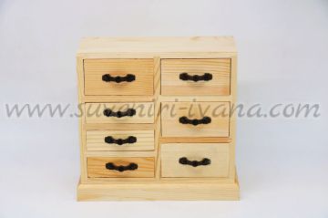 Дървена кутия за принадлежности със седем чекмеджета
