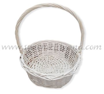 Бяла кръгла плетена кошница 35,0 х 37,0 см