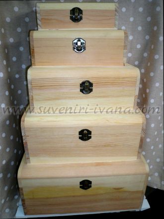 Правоъгълни дървени кутии-ракли, комплект 5 броя