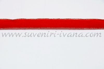 червена кадифена лента за декорация ширина 10 мм