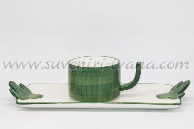 Комплект чаша с чинийка серия кактуси