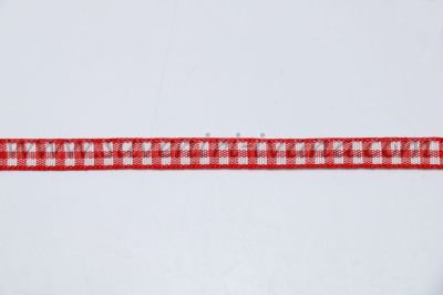 Кариран ширит за декорация в бяло и червено, ширина 0,7 см