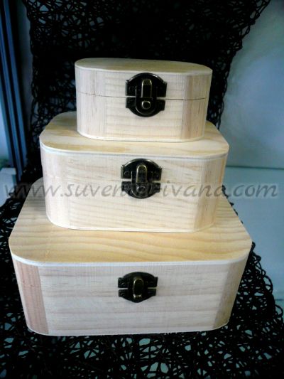 Дървени кутии елипса, комплект 3 бр.