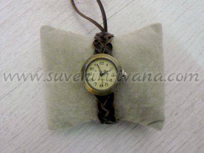 Часовник в стил винтидж с плетена кожена каишка