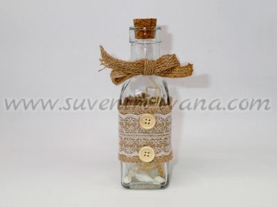 Стъклена бутилка за декорация с коркова тапа