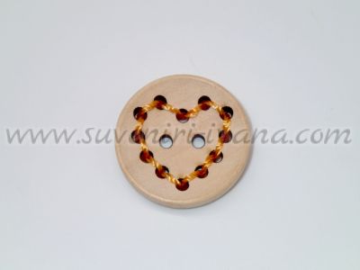Дървен елемент копче с шев с формата на сърце