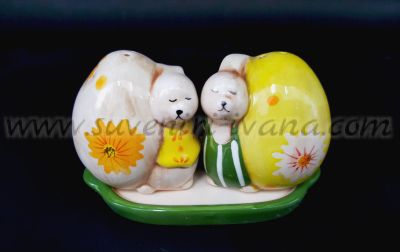 Комплект солнички зайчета с яйца с чинийка