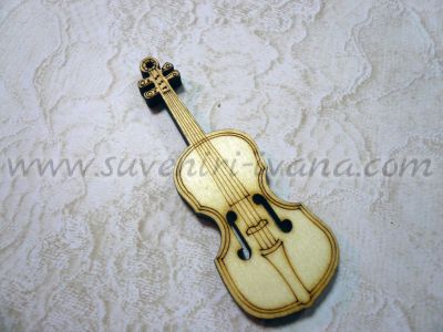 фигурка дървена цигулка за декорация 55 мм