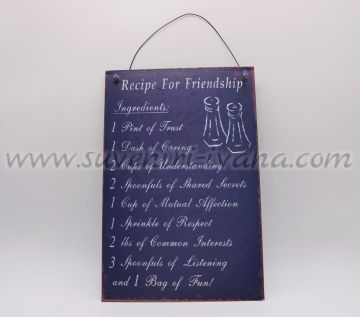 метална табелка с рецепта за приятелство