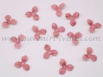 Розови цветенца от текстил 3,0 см. 24 броя в пакет