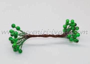 Снопче малки тичинки за декорация с гланцово покритие, зелени