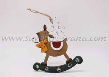 Дървена фигурка за декорация еленче-люлка, модел две