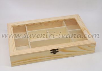 дървена кутия за чай с осем отделения