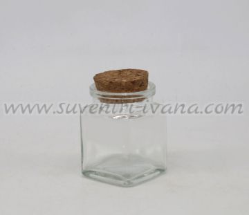 квадратни стъклени шишенца с коркова тапа