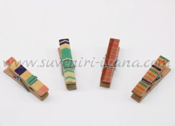 Дървени щипки с цветен принт 3,5 х 0,7 см.
