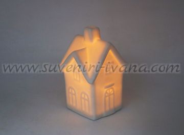 бяла керамична светеща къщичка