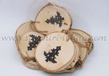 Дървени шайби с печат коледна елха