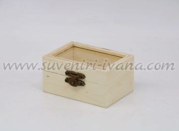 Дървена кутия със стъклен капак 8,5 х 6,0 х 4,5 см