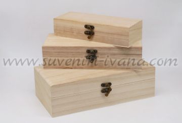 Правоъгълни дървени кутии, комплект 3 броя