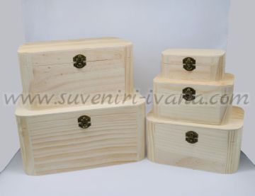 Дървени кутии за декупаж, комплект 5 броя