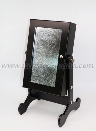 шкаф за бижута с огледало цвят черен