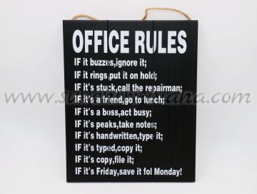 дървена табелка Office Rules
