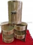 дървена кутия за бижута с цилиндрична форма