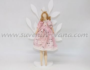 кукла от текстил с розова рокля на цветенца