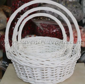 Кръгли плетени кошници за подаръци или цветя, комплект 3 броя