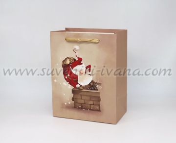 Коледна торбичка за подаръци с дядо Коледа 18 х 23 х 10 см