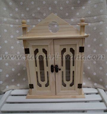 Дървена кутия за ключове с две вратички
