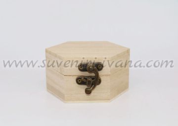 дървена кутия за декупаж с шестоъгълна форма