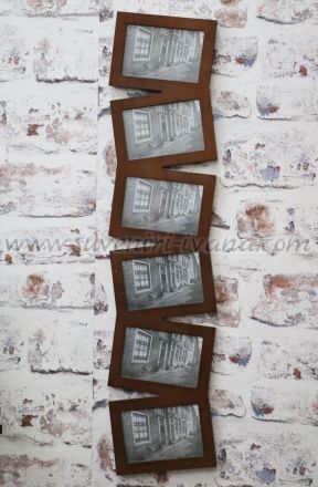 дървена стенна фоторамка за шест снимки