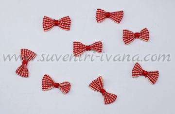 карирани панделки за декорация червено и бяло 2,5 см.
