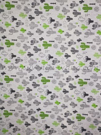 Плат с кактуси в зелено, сиво и черно