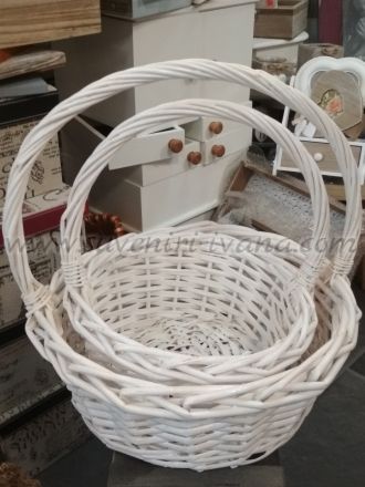 комплект два броя кръгли кошници от ратан