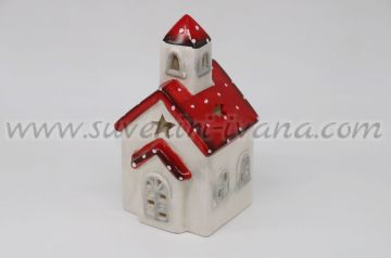 Коледна керамична къщичка светилник