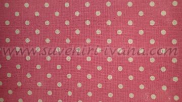 Плат на бели точки върху розов фон за чанти и декорация