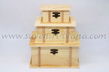 Дървени кутии за декупаж, комплект 3 броя