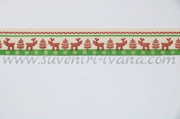 Коледен ширит за декорация еленчета и елхички, ширина 2,0 см.