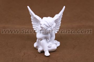 бяло ангелче за декорация от полимерна смола