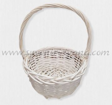 Бяла кръгла плетена кошница 23,0 х 25,0 см