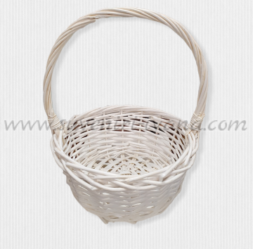 Бяла кръгла плетена кошница 29,0 х 31,0 см