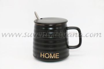 Черна керамична чаша 'Home'