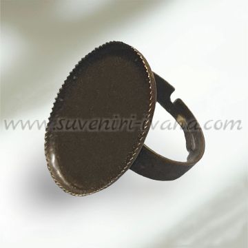 Метална основа за пръстен за кабошон елипса 18 х 25 мм, модел едно
