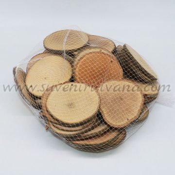 Кръгли дървени шайби за декорация - 1кг, размер 70-90 мм