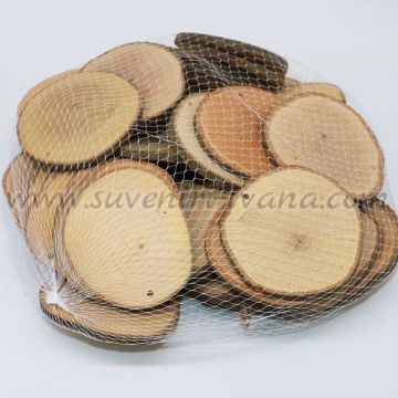 Кръгли дървени шайби за декорация - 500 грама, размер 70-90 мм