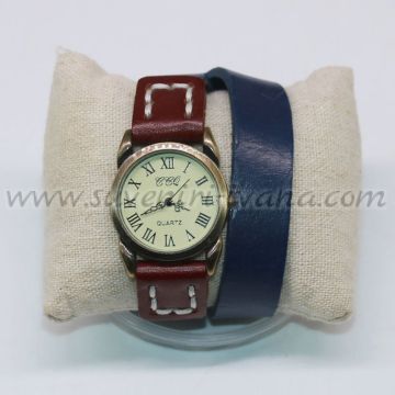 Часовник за ръка тип гривна с каишка от естествена кожа, модел седем
