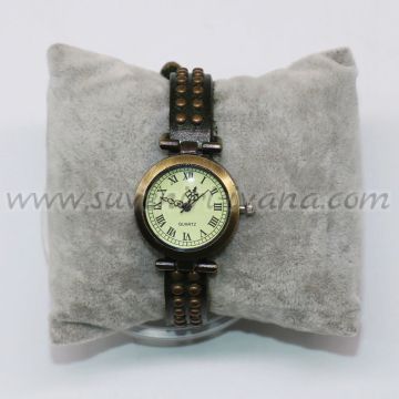 Часовник за ръка с тъмнозелена каишка от естествена кожа с капси
