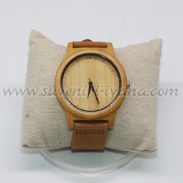 Дървен часовник за ръка с кожена каишка, модел четири